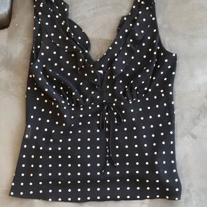 Black and white polka dot blouse